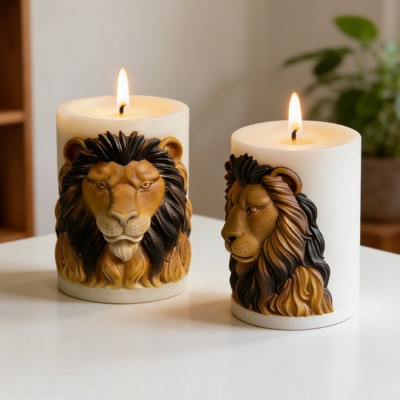 Luxury Candle Supplies Usa - แม่พิมพ์เทียนรูปสัตว์ แม่พิมพ์เทียนซิลิโคนรูปสิงโต เทียนหอมหรูหรา สร้างสรรค์ แปลกใหม่ อุปกรณ์ทำเทียน