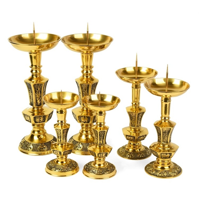 Luxury Candle Supplies Usa - เชิงเทียนทองเหลืองหรูหราและสง่างามสำหรับตกแต่งวัดพุทธ อุปกรณ์ทางพุทธศาสนา เชิงเทียนสำหรับงานแต่งงานและพิธีกรรม
