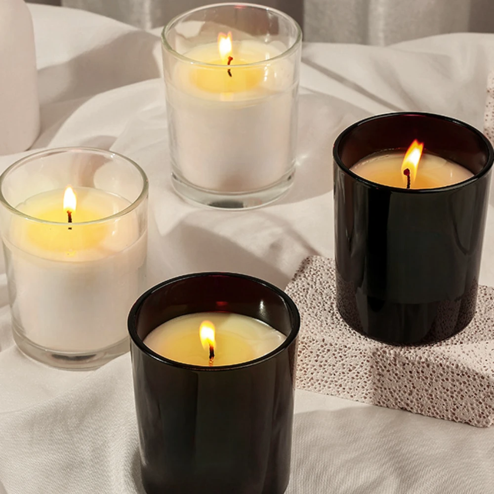 หรูหราแก้วเทียน Jar สีดําสีขาว - Luxury Candle Supplies Usa บทวิจารณ์และราคา