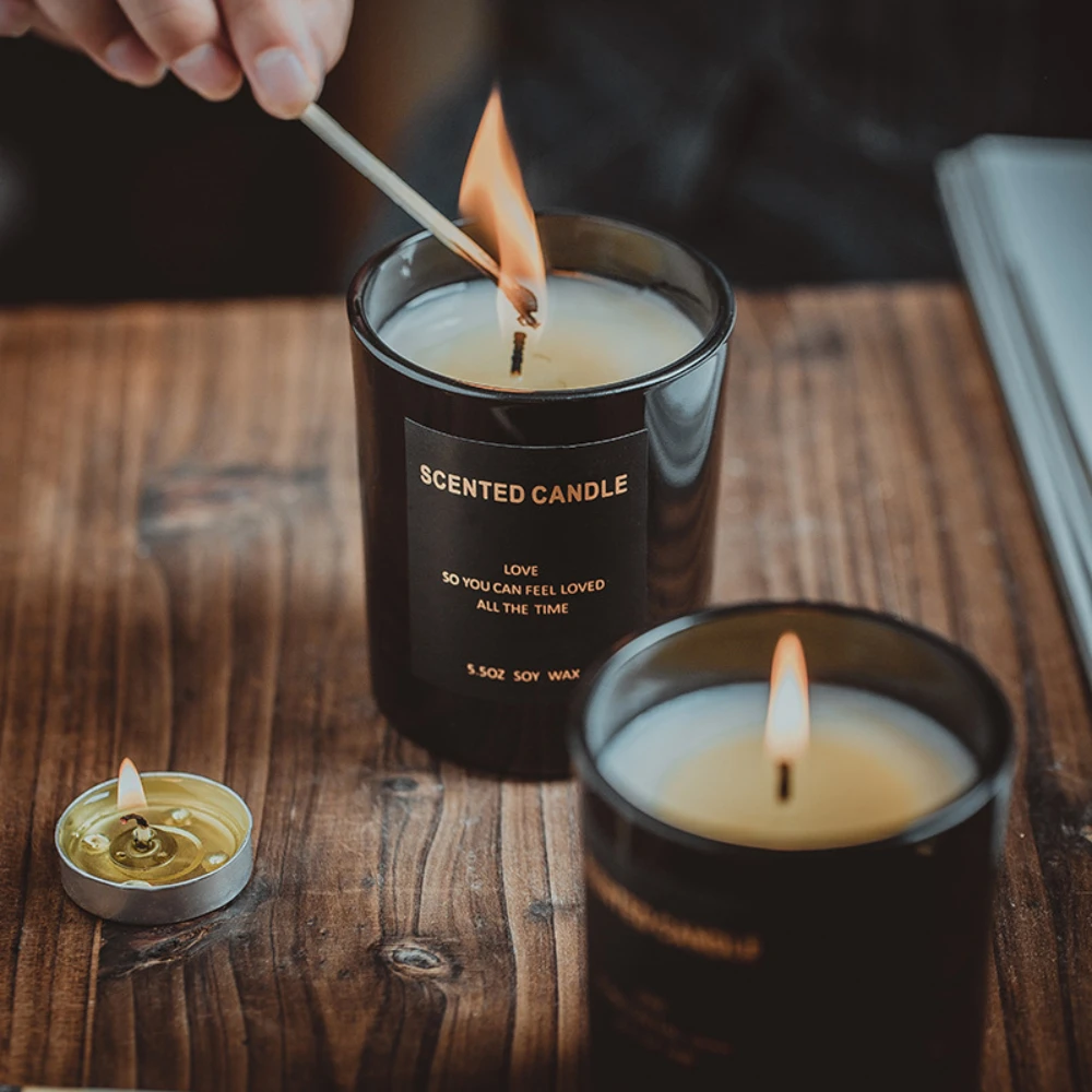 หรูหราแก้วเทียน Jar สีดําสีขาว - Luxury Candle Supplies Usa บทวิจารณ์และราคา